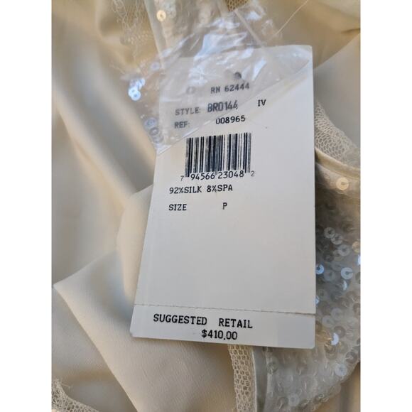 NWT Sz P Nicole Miller Collection Cream and Sequin Silk Dress - Picture 7 of 8